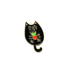 Load image into Gallery viewer, ENAMEL PIN | BLACK CAT w/ SUCCULENT