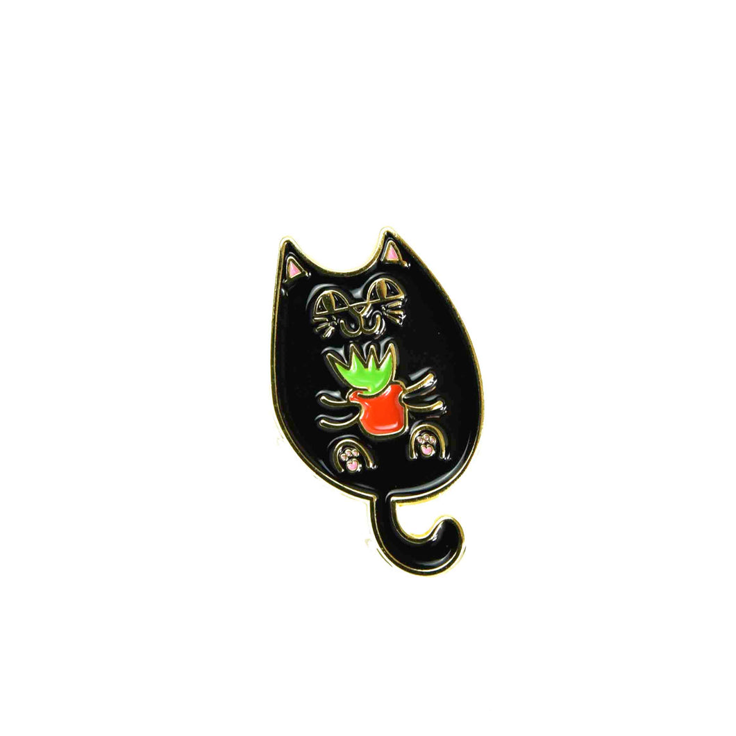 ENAMEL PIN | BLACK CAT w/ SUCCULENT