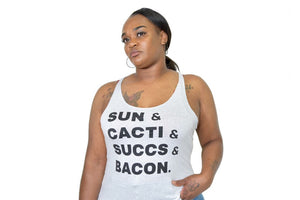 Women's Succulent Studios tank top | SUN CACTI SUCCS BACON