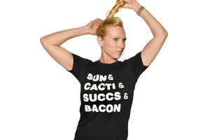 Woman wearing Succulent Studios t-shirt